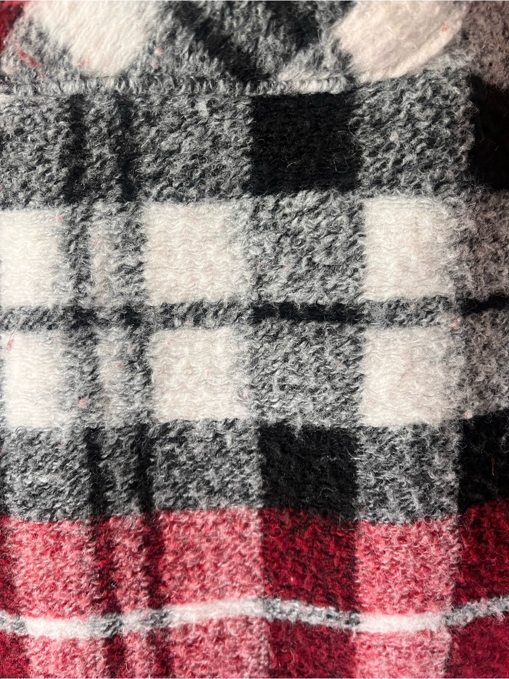 Zara Red, Black & White Plaid Sherpa Shacket - Picture 6 of 6